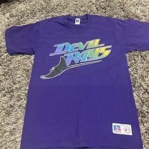 Vintage Devil Rays T Shirt‎ MLB Baseball Russell Athletic Purple Graphic Tee